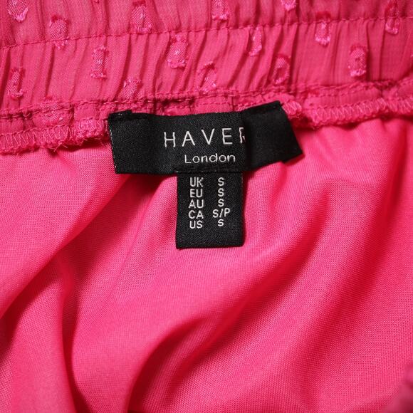 Haver London Hot Pink Swiss Dot Tiered Ruffle Mini Skirt Festival Style Size S - Picture 8 of 11
